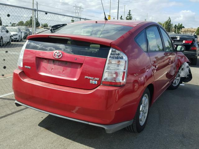 JTDKB20UX77690617 - 2007 TOYOTA PRIUS RED photo 4