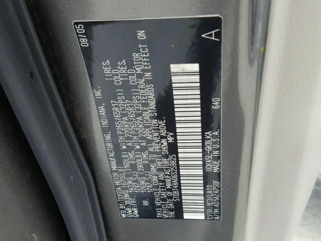 5TDBT48A06S259825 - 2006 TOYOTA SEQUOIA LI SILVER photo 10