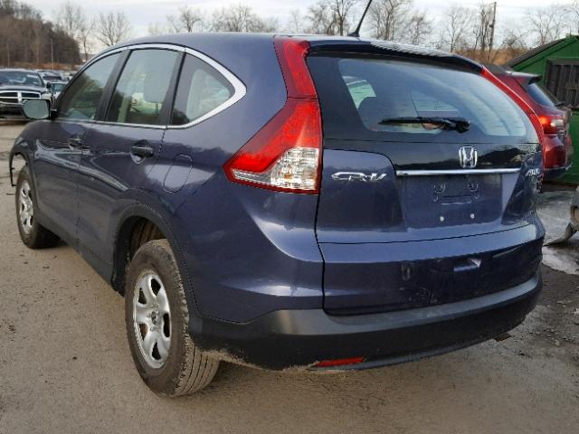 2HKRM4H38EH654563 - 2014 HONDA CR-V LX BLUE photo 3