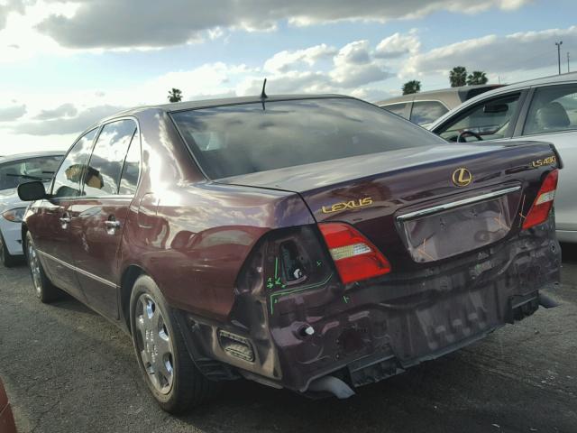 JTHBN30F220062078 - 2002 LEXUS LS 430 BURGUNDY photo 3