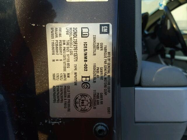 2CNDL73F276113771 - 2007 CHEVROLET EQUINOX LT BROWN photo 10