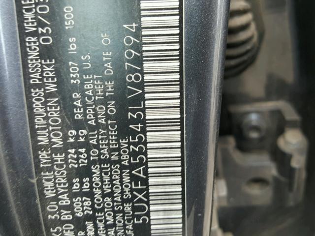 5UXFA53543LV87994 - 2003 BMW X5 3.0I BLUE photo 10