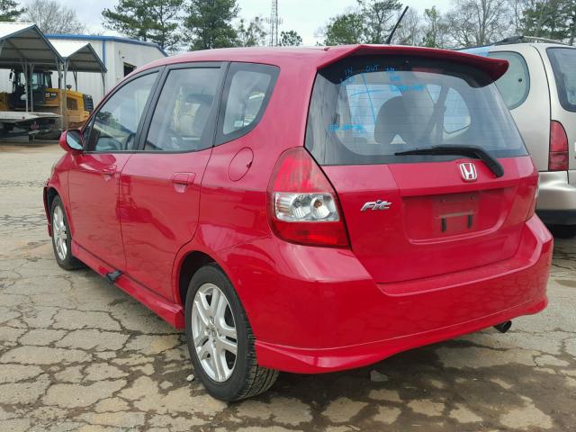 JHMGD38617S053011 - 2007 HONDA FIT S RED photo 3