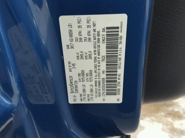 1D7HU18D55S246998 - 2005 DODGE RAM 1500 S BLUE photo 10