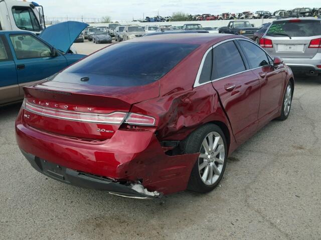 3LN6L2G95GR600763 - 2016 LINCOLN MKZ RED photo 4