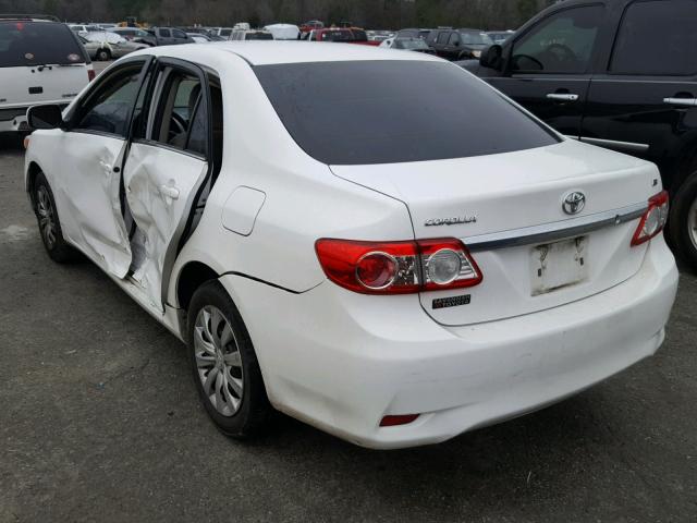 2T1BU4EE4DC127273 - 2013 TOYOTA COROLLA BA WHITE photo 3