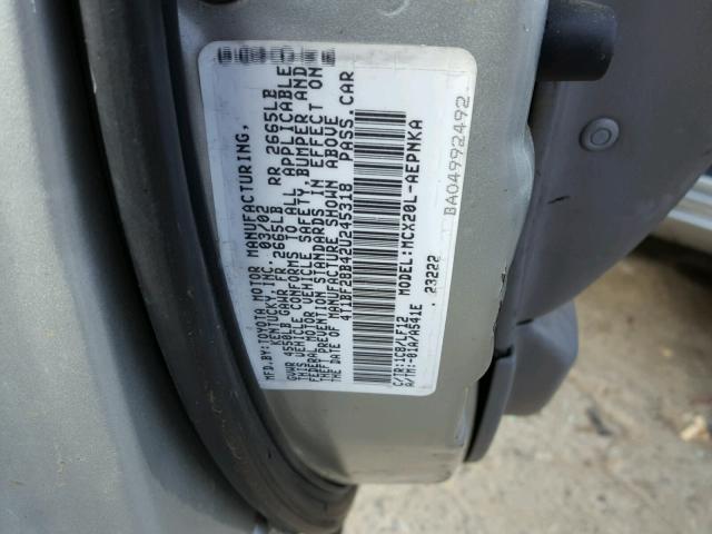 4T1BF28B42U245318 - 2002 TOYOTA AVALON XL SILVER photo 10