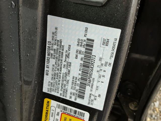 3FA6P0HD5GR392213 - 2016 FORD FUSION SE GRAY photo 10