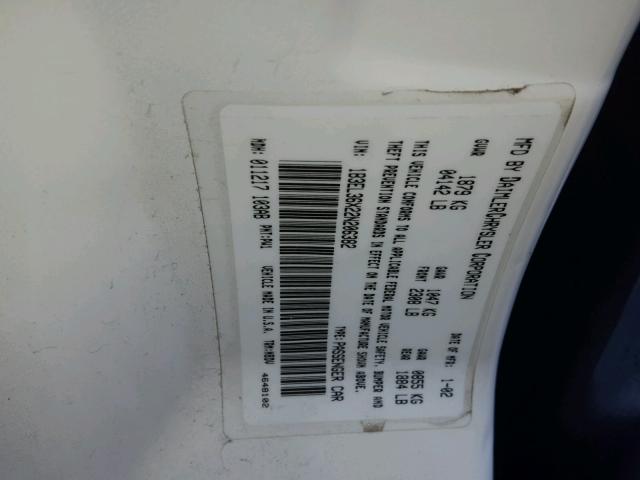 1B3EL36X22N206382 - 2002 DODGE STRATUS SE WHITE photo 10