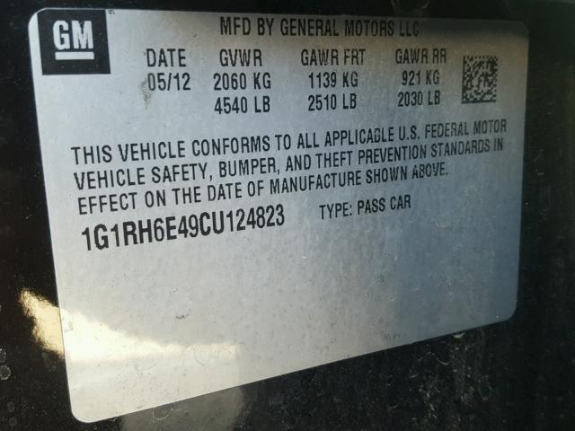 1G1RH6E49CU124823 - 2012 CHEVROLET VOLT BLACK photo 10