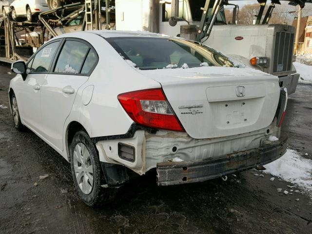 19XFB2F54CE058496 - 2012 HONDA CIVIC LX WHITE photo 3