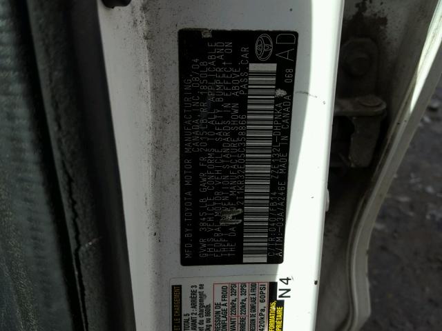 2T1KR32E05C358866 - 2005 TOYOTA COROLLA/MA WHITE photo 10