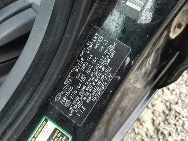 KMHDN46D75U082762 - 2005 HYUNDAI ELANTRA GL BLACK photo 10