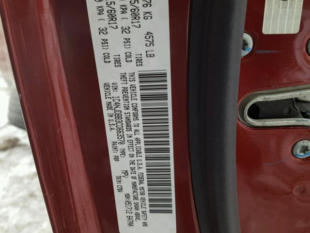 1C4NJDBB3CD663570 - 2012 JEEP COMPASS SP RED photo 10