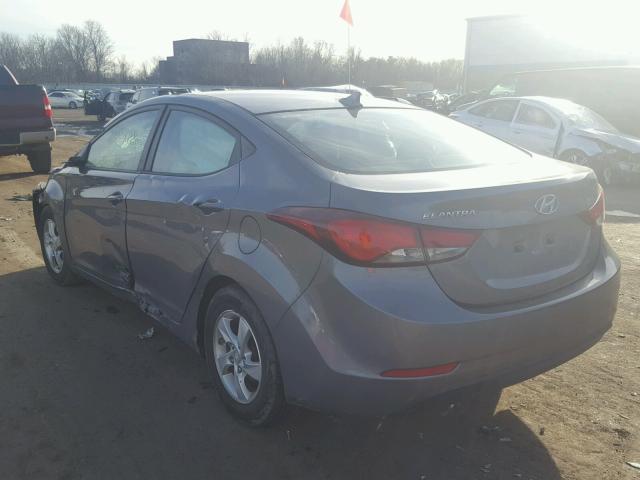 5NPDH4AE2EH480564 - 2014 HYUNDAI ELANTRA SE GRAY photo 3