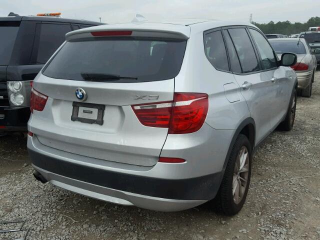 5UXWX9C57D0A30654 - 2013 BMW X3 XDRIVE2 SILVER photo 4