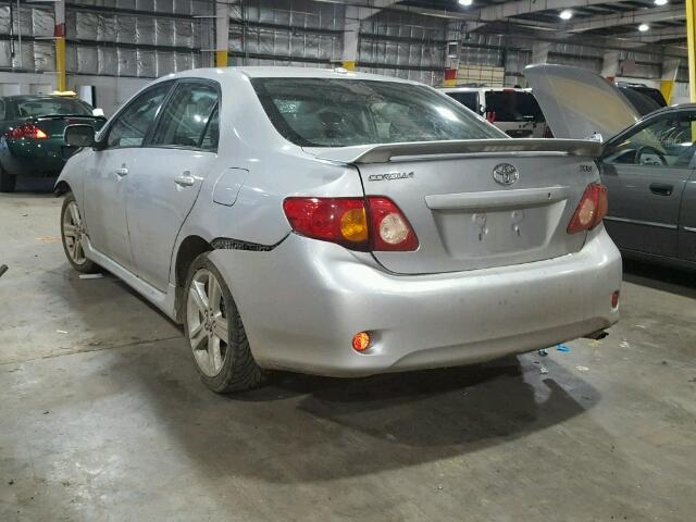 1NXBE40E39Z029944 - 2009 TOYOTA COROLLA XR SILVER photo 3