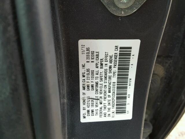 1HGCR2F52DA055908 - 2013 HONDA ACCORD SPO GRAY photo 10