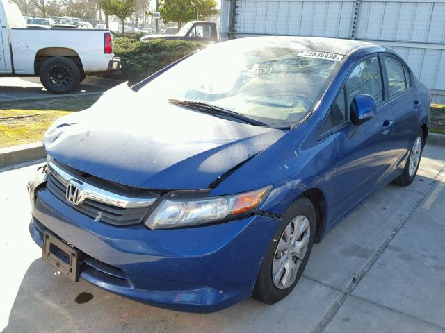 2HGFB2F51CH512001 - 2012 HONDA CIVIC LX BLUE photo 2