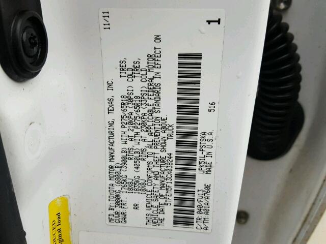 5TFEM5F13CX038244 - 2012 TOYOTA TUNDRA CRE WHITE photo 10