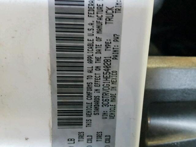 3C6TRVDG1HE540281 - 2017 RAM PROMASTER WHITE photo 10