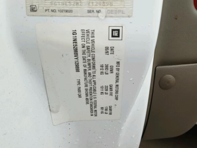 1G1NE52M8VY129898 - 1997 CHEVROLET MALIBU LS თეთრი ფოტო 10