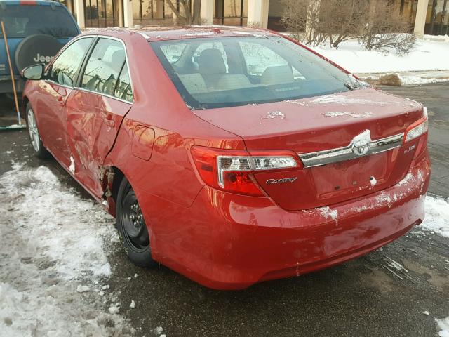 4T4BF1FK9CR223853 - 2012 TOYOTA CAMRY BASE RED photo 3