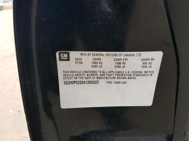 2G2WP522641289322 - 2004 PONTIAC GRAND PRIX BLACK photo 10