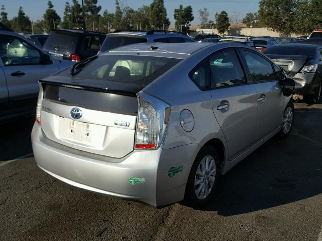 JTDKN3DP3D3046672 - 2013 TOYOTA PRIUS PLUG SILVER photo 4