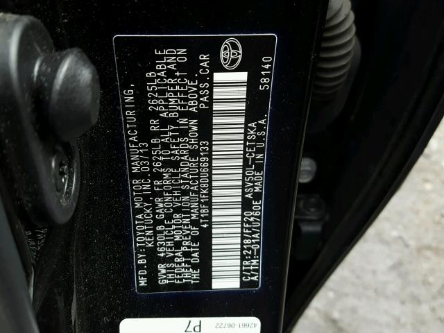 4T1BF1FK8DU669133 - 2013 TOYOTA CAMRY L BLACK photo 10