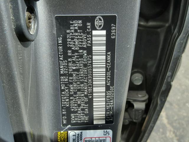 4T1BE30K95U557675 - 2005 TOYOTA CAMRY LE CHARCOAL photo 10