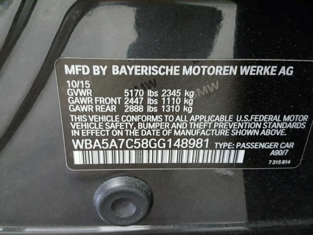 WBA5A7C58GG148981 - 2016 BMW 528 XI BLACK photo 10