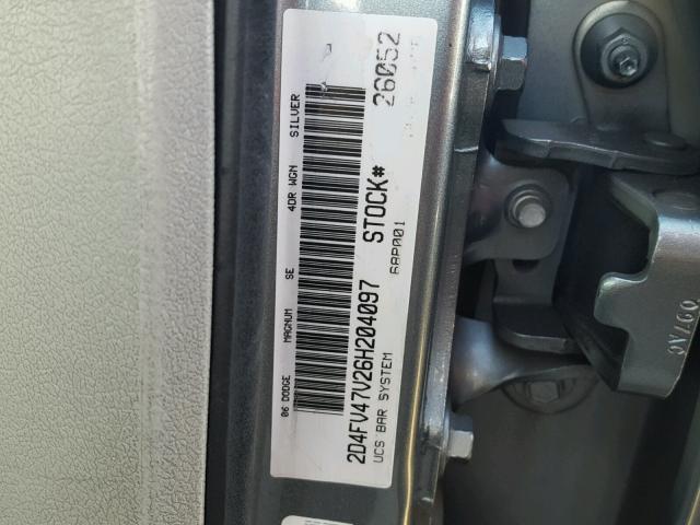 2D4FV47V26H204097 - 2006 DODGE MAGNUM SXT GRAY photo 10