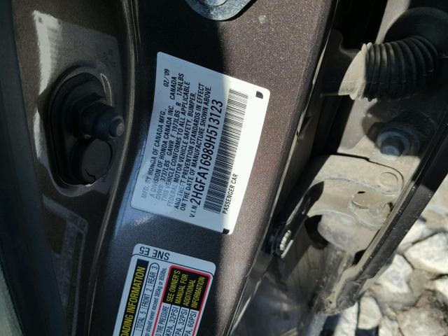 2HGFA16989H513123 - 2009 HONDA CIVIC EXL 金色 照片 10