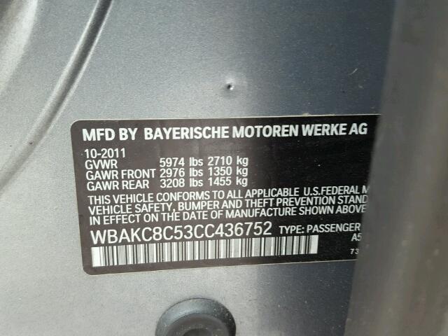 WBAKC8C53CC436752 - 2012 BMW 750 LI SILVER photo 10