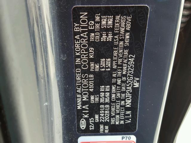 KNDJP3A52G7325942 - 2016 KIA SOUL + BLUE photo 10
