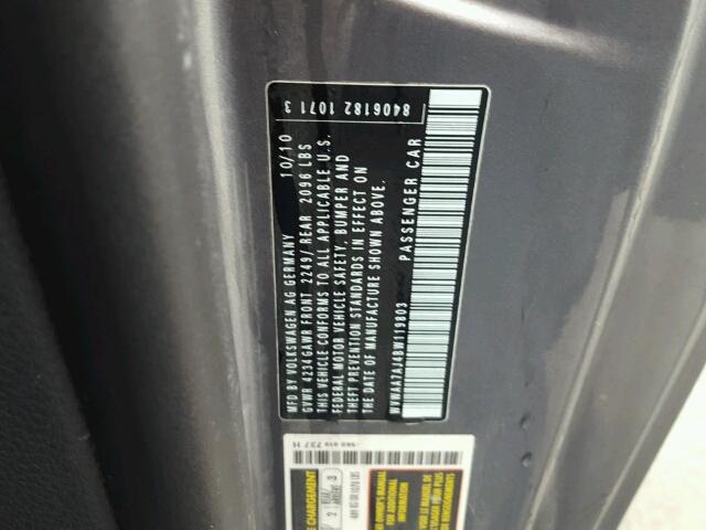 WVWAA7AJ4BW119803 - 2011 VOLKSWAGEN GOLF 灰色 照片 10