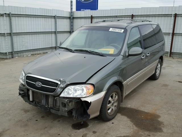 KNDUP132356638103 - 2005 KIA SEDONA EX GREEN photo 2