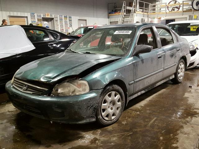 2HGEJ6615XH557368 - 1999 HONDA CIVIC BASE GREEN photo 2
