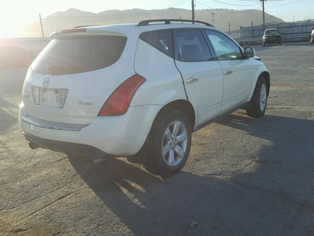 JN8AZ08W87W660012 - 2007 NISSAN MURANO SL WHITE photo 4