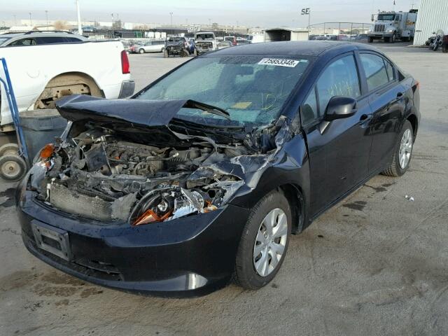 2HGFB2F57CH609414 - 2012 HONDA CIVIC LX BLACK photo 2