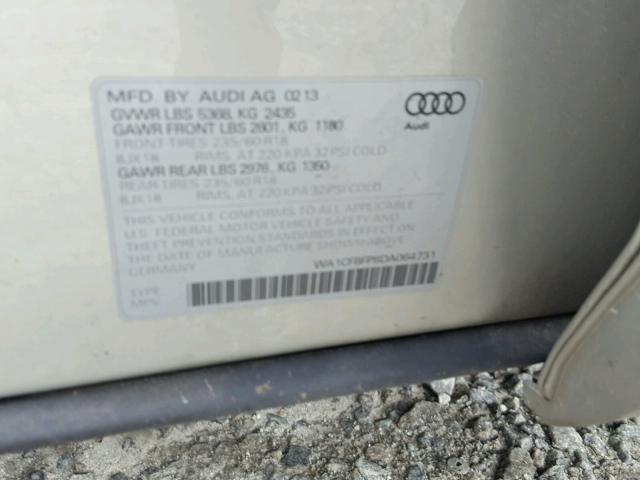 WA1CFBFP8DA064731 - 2013 AUDI Q5 PREMIUM SILVER photo 10