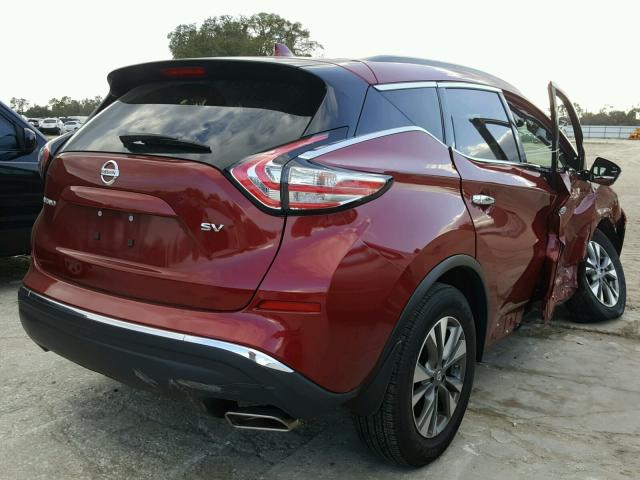 5N1AZ2MG9GN149366 - 2016 NISSAN MURANO S BURGUNDY photo 4