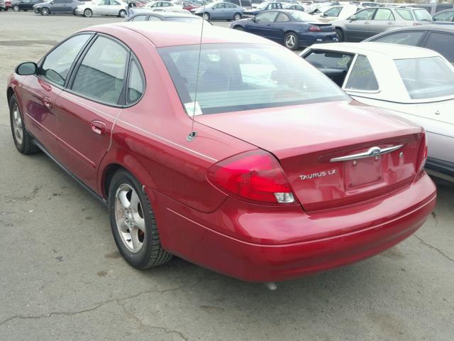 1FAFP52U2YG278961 - 2000 FORD TAURUS LX RED photo 3