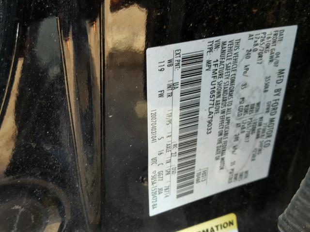 1FMFU16577LA79033 - 2007 FORD EXPEDITION BLACK photo 10