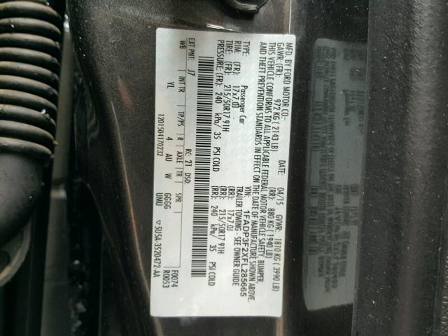 1FADP3F2XFL285665 - 2015 FORD FOCUS SE GRAY photo 10