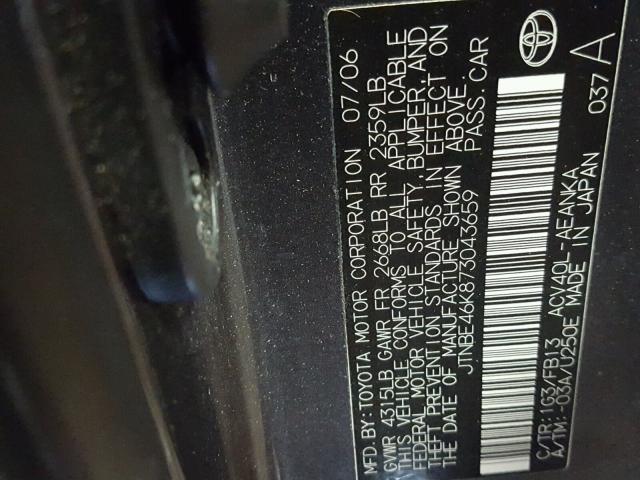 JTNBE46K873043659 - 2007 TOYOTA CAMRY NEW GRAY photo 10