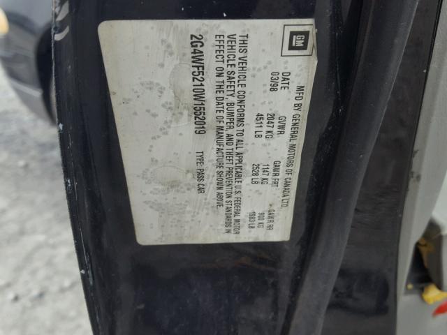 2G4WF5210W1552019 - 1998 BUICK REGAL GS BLACK photo 10