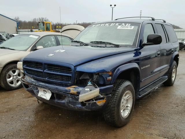 1B4HS28N3YF211126 - 2000 DODGE DURANGO BLUE photo 2