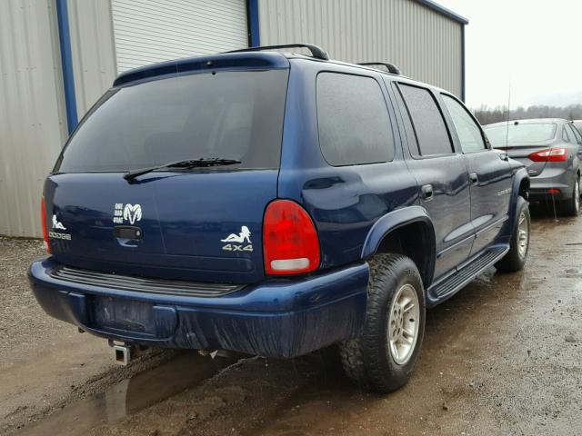 1B4HS28N3YF211126 - 2000 DODGE DURANGO BLUE photo 4